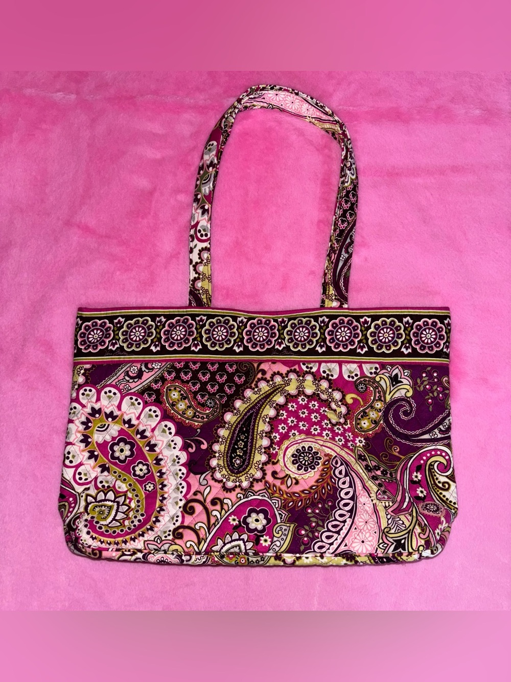 Vera Bradley Pink Paisley Quilted Shoulder Tote